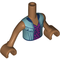 Lego Minidoll Torso Girl with Medium Blue Jacket, Dark Pink Shirt with Blue Dots / Medium Nougat