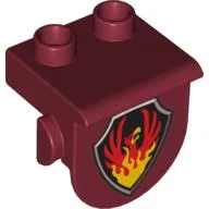 Duplo Plate 1 x 2 with Overhang, with Phoenix on Black Shield Print / Dark Red