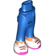 Lego Minidoll Hips and Trousers with Back Pockets with Nougat Legs, White Shoes, Red Laces, Coral Soles print / Blue