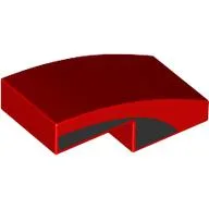 Slope Curved 2 x 1 No Studs with Black Side print / Red