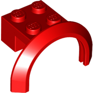 Lego Wheel Arch, Mudguard 4 x 2 1/2 x 2 with 2 x 2 Plate / Red