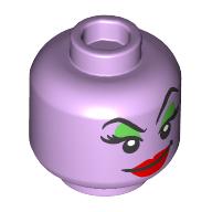 Lego Minifig Head Ursula, Raised Eyebrows, Green Eye Shadow, Eyelashes, Red Lips, Smirk print / Lavender