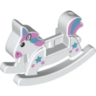 Duplo Rocking Horse with Unicorn with Azure and Pink Mane and Tail Print / White