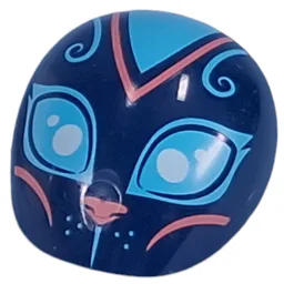 Large Figure Shoulder Cover with Medium Azure Eyes, Coral Nose, Shapes Print / Dark Blue