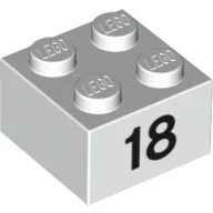 Brick 2 x 2 with Black "18" Print