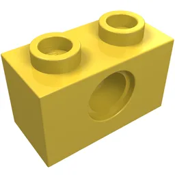 Technic Brick 1 x 2 [1 Pin Hole] / Yellow