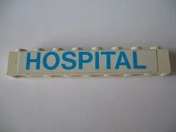 Brick 1 x 8 with Blue 'HOSPITAL' Pattern (Sticker) - Set 231-1