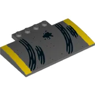 Brick Curved 5 x 8 x 2/3 with Oil stain and Tire Marks Print / Dark Bluish Gray