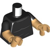 Lego Torso, Dual Molded Arms with Shirt, Muscles Lines print, Black Sleeves Pattern, Warm Tan Arms and Hands / Black