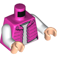 Lego Torso Bodywarmer with White Shirt Print, White Arms, Light Nougat Hands / Dark Pink