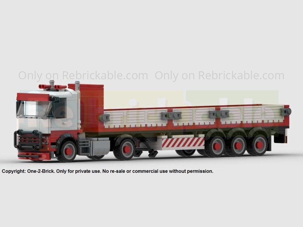 Lego Cabover Truck with Flatbed trailer and side walls