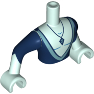 Lego Minidoll Torso Man with Dark Blue Low Cut Shirt, Medium Blue Trim, Dark Blue Pendant / Light Aqua