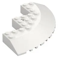 Brick Round Corner 10 x 10 with Slope 33° Edge, Axle Hole, Facet Cutout / White