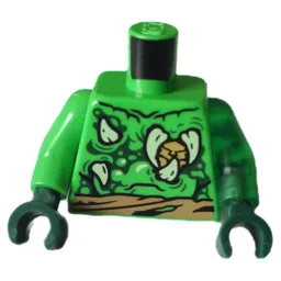 Torso, Odd Arms, Tan Fangs/Claws, Dark Green Shapes, Dark Tan Sash Print, Left Trans-Green Arm, Right Bright Green Arm, Dark Green Hands / Bright Green
