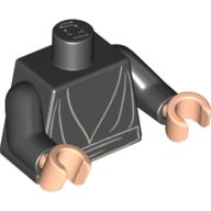 Lego Torso Jedi Robe, Waist Sash Print, Black Arms, Light Nougat Hands / Black