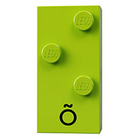 Lego Braille Brick 2 x 4 with 3 Studs ⠪ and 'Õ' print