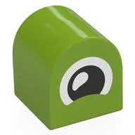 Duplo Brick 2 x 2 x 2 Curved Top with Squinting Eye Print / Lime