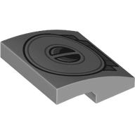 Lego Brick Curved 2 x 2 x 2/3 with Black/Dark Bluish Grey Hatch print / Light Bluish Gray