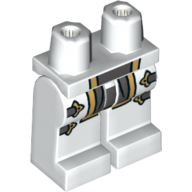 Lego Hips and White Legs with Gray and Gold Loincloth and 4 Gold Clasps Print / White