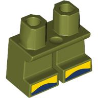 Lego Legs Short with Yellow/Dark Blue Toes print / Olive Green