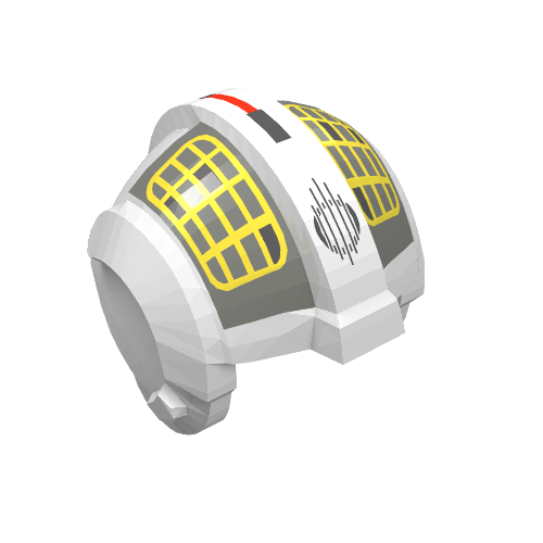 Lego Helmet Rebel Pilot, Center Ridge with Yellow Grid on Gray Print / White