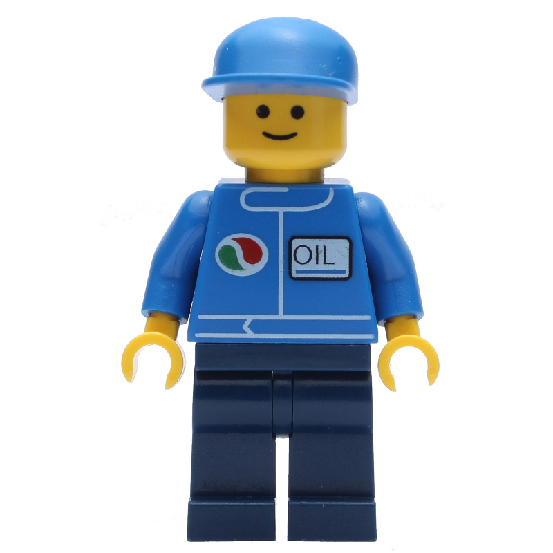 Lego Mechanic, Blue Jacket with Octan Logo, Dark Blue Legs, Blue Cap