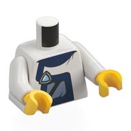 Lego Torso, Dark Blue Overalls, Triangle Jewel print, White Arms, Yellow Hands / White