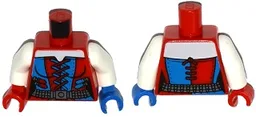 Torso Batman Female Corset with Red and Blue Laces, Dark Bluish Gray Belt Pattern / White Arms / Blue Hand Left / Red Hand Right