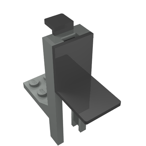 Lego Forklift Mast and Carriage 2 x 2 Plate and Black Fork (Complete Assembly) / Light Gray