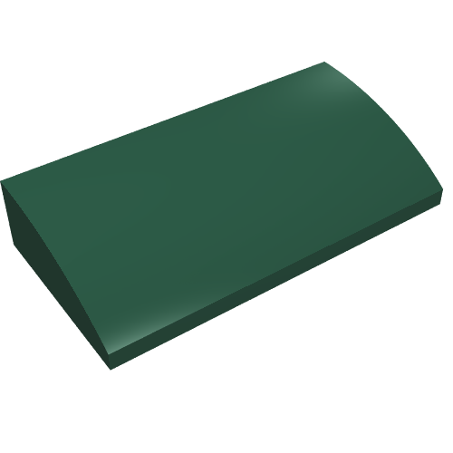 Lego Brick Curved 2 x 4 x 2/3 No Studs [No Bottom Tubes] / Dark Green
