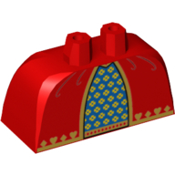 Lego Lower Body, Skirt Wide with Side Hoops (Panniers) with Blue and Gold Fabric with Hearts and Diamonds Print / Red