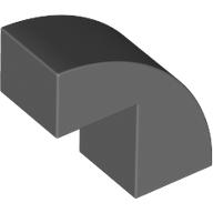 Lego Brick Curved 1 x 2 x 1 2/3 with 1 Cutout / Dark Bluish Gray