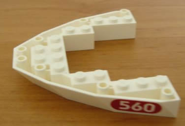 Lego Boat, Bow Brick 8 x 10 x 1 with '560' in Red Oval Pattern on Both Sides (Stickers) - Set 6560