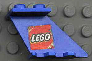 Lego Tail 4 x 2 x 2 with Lego Logo Pattern on both Sides (Stickers) - Sets 455-1 / 657-1 / Blue