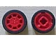 Wheel 11mm D. x 6mm with 8 Spokes with Black Tire 14mm D. x 6mm Solid Smooth (93593 / 50945) / Red