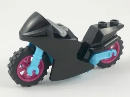 Motorcycle Sport Bike with Medium Azure Frame, Magenta Wheels and Flat Silver Handlebars