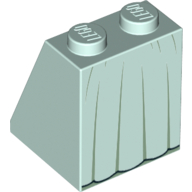 Lego Brick Sloped 65° 2 x 2 x 2 with Bottom Tube and Dress with Long Sand Green Folds and Black Hem Print / Light Aqua