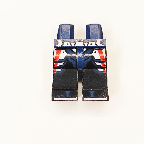 Lego Hips and Black Legs with Red and White Armor, Dark Blue Zori Sandals, White Soles / Dark Blue