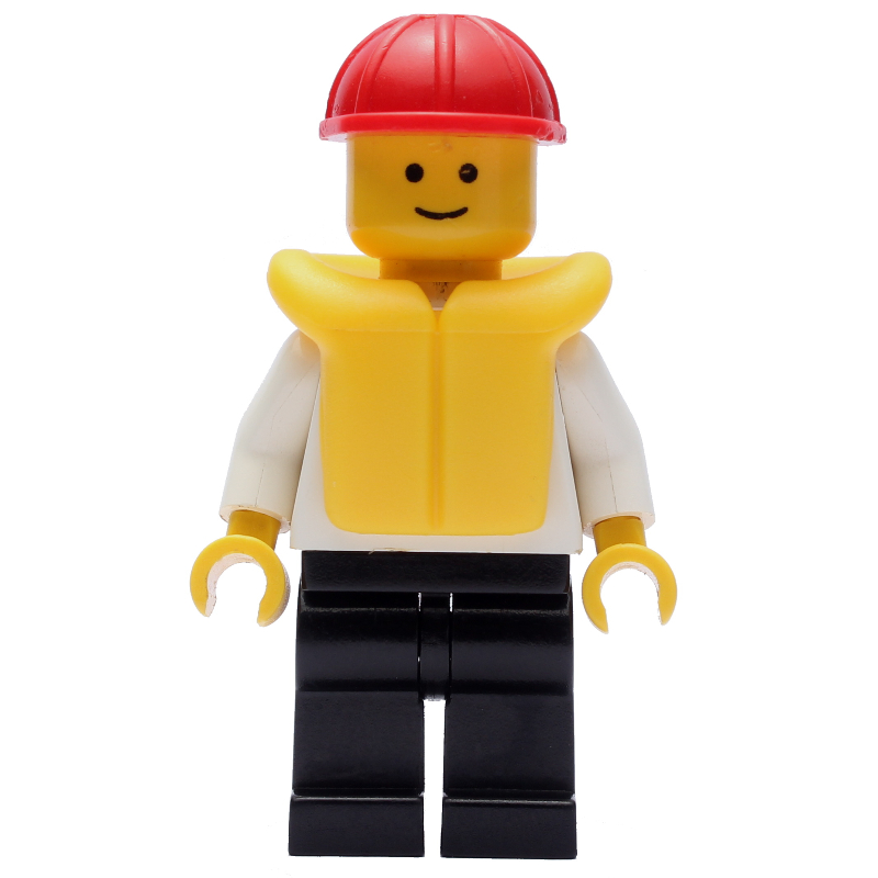 Lego Sailor, White Top with Anchor, Red Hard Hat, Yellow Life Vest