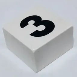 Duplo Tile 2 x 2 x 1 with '3' Print / White
