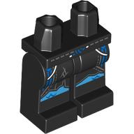 Lego Hips and Black Legs with Dark Azure Strips, Silver Trim, Medium Azure Knees print / Black