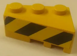 Wedge 3 x 2 Left with Black and Yellow Danger Stripes Pattern (Sticker) - Sets 8431 / 8438 / 8460