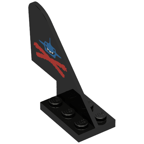 Lego Tail Old with Aquazone Aquashark Blue Shark with Red X Print