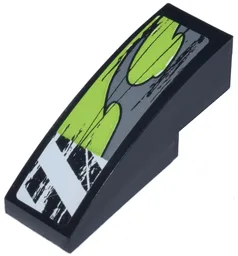 Slope, Curved 3 x 1 with Danger Stripes and Lime Decorative Pattern Model Right Side (Sticker) - Set 8211