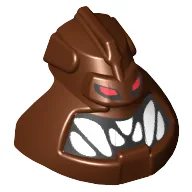 Minifig Head Special, Piraka Avak, Eyes and Teeth Print / Reddish Brown