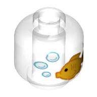 Minifig Head (No Face), Gold Fish / Fish Bowl Print