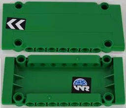 Technic, Panel Plate 5 x 11 x 1 with Black and White Chevrons on Outside and Globe and White 'WR' World Racers Logo on Inside Right Pattern (Stickers) - Set 8864