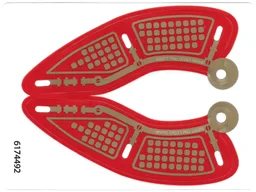 Plastic Wings Curved with Gold Partitioned Squares on Red Background Pattern, Sheet of 2