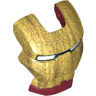 Lego Headwear Accessory Visor Top Hinge with Gold Face Shield and White Eyes Print (Iron Man) / Dark Red