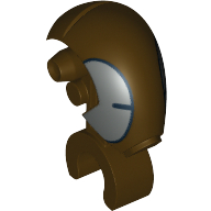 Lego Minifig Head Special, Mechanical with Dark Bluish Gray and Black Print (FA-4 Pilot Droid) / Dark Brown